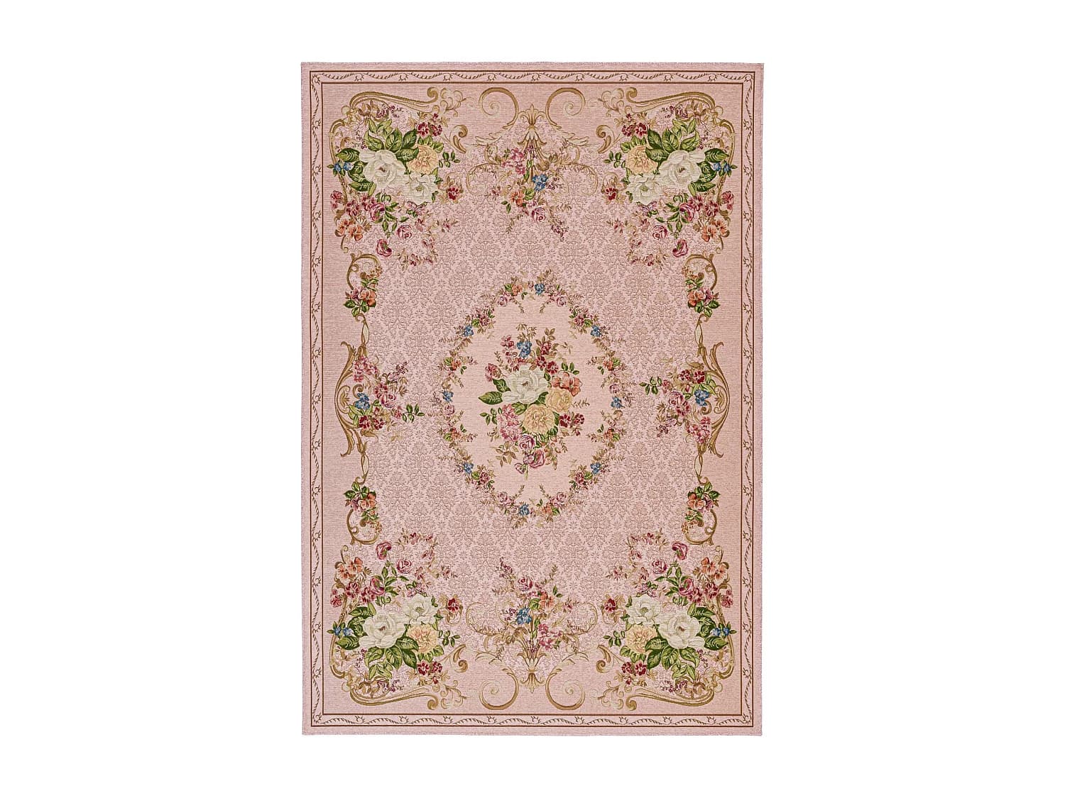 Tapis avec bordure et motif floral 200x290 cm rose Flomi