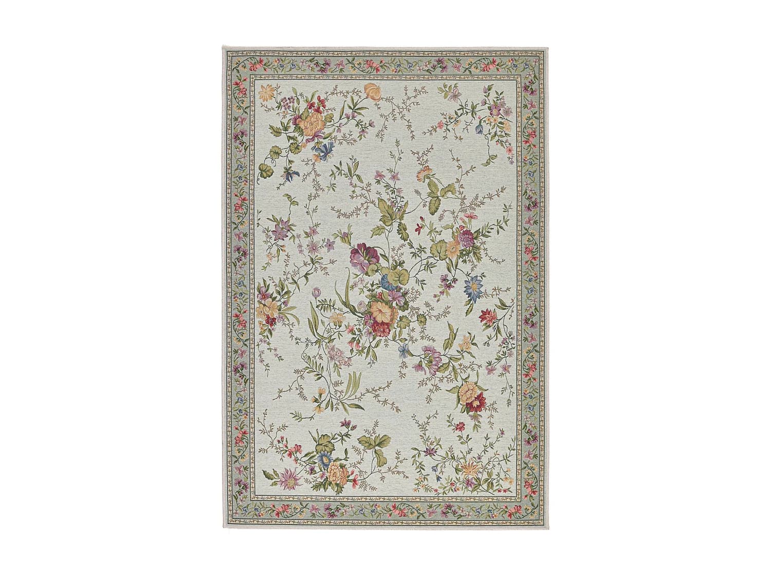 Tapis avec bordure et motif floral 120x170 cm menthe Flomi