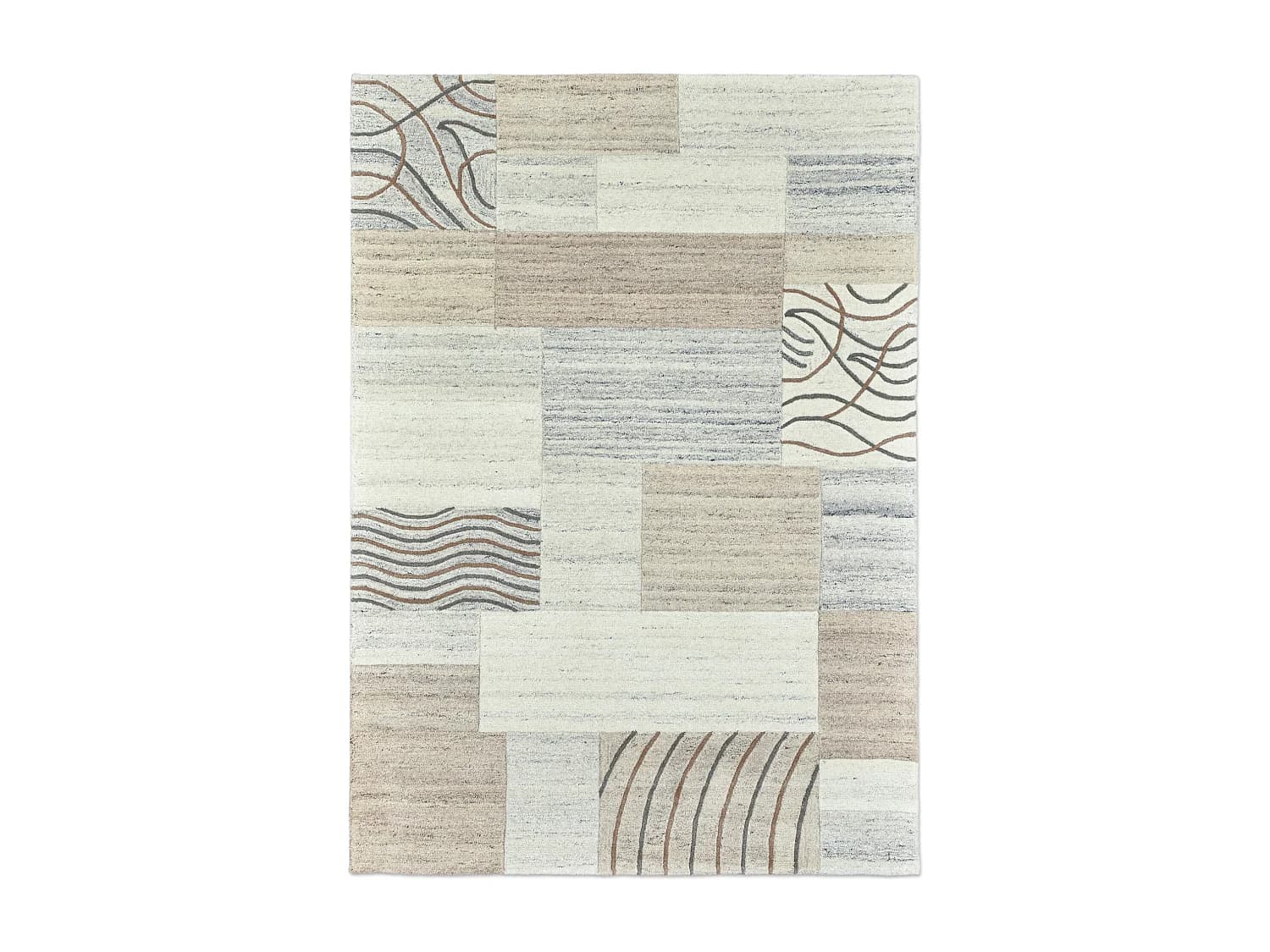 Tapis en laine noué à la main 140x200 cm natural gris Nakarta