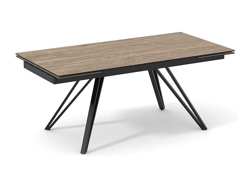 Table extensible 180 à 260 cm céramique effet bois pieds en V - TEXAS 10