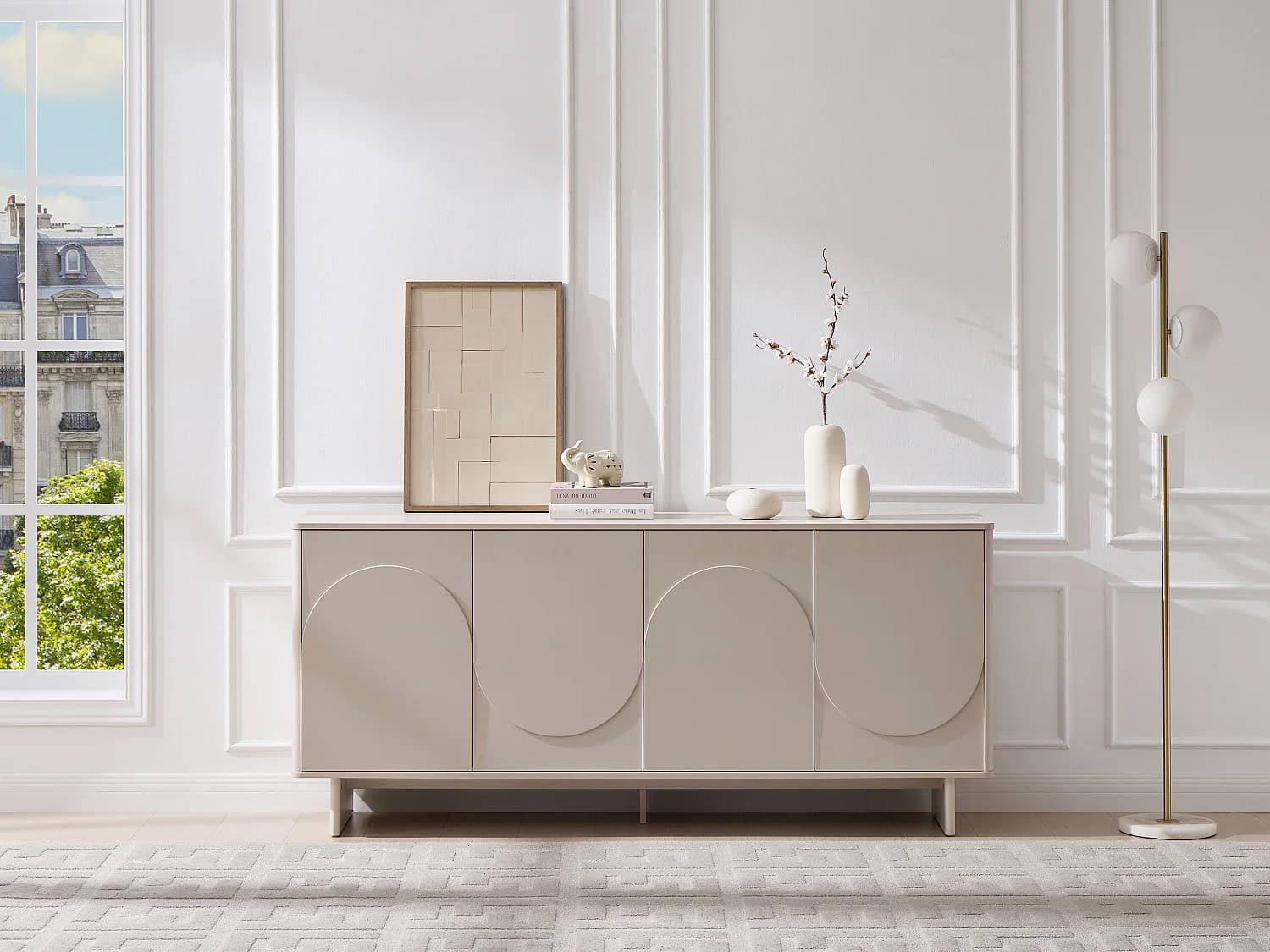 Buffet avec 4 portes - Beige - DELORINA