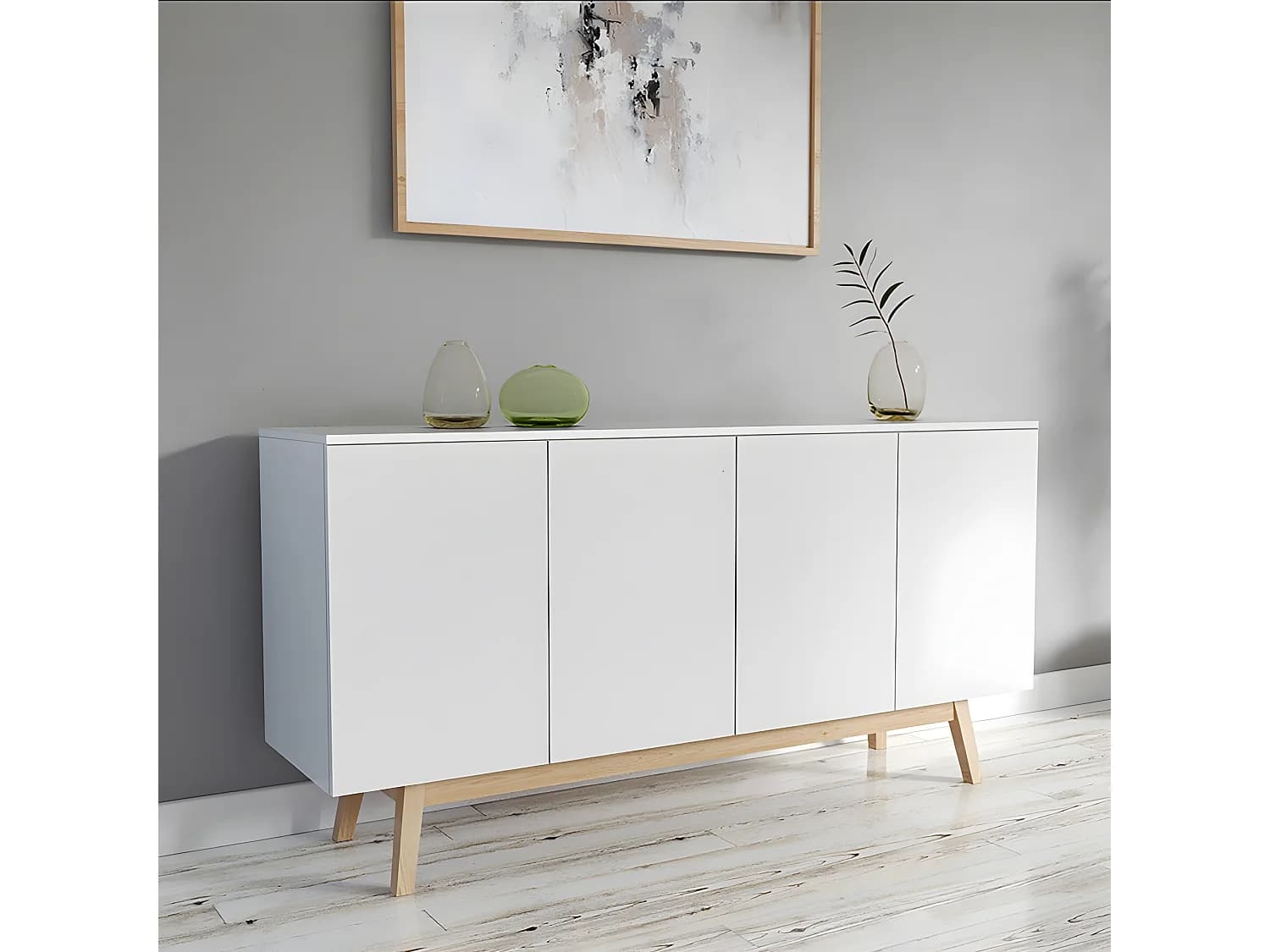 Bahut HOME 4 portes 2 tiroirs / Blanc