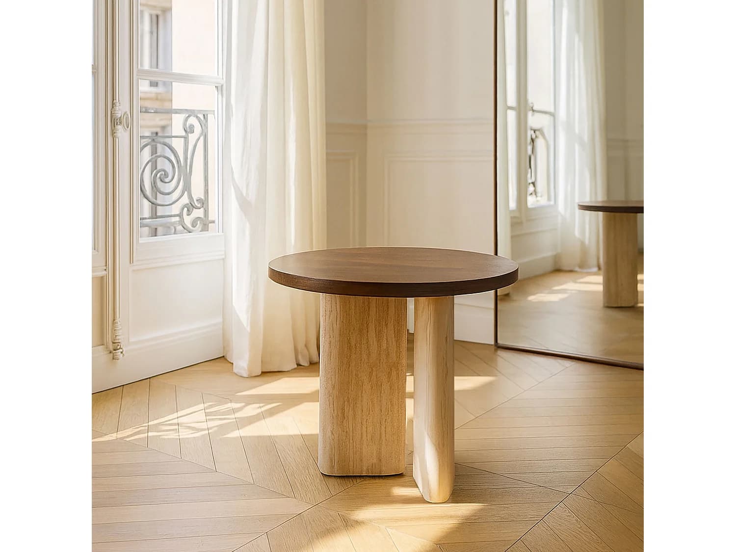 Now's Home - Meuble D'appoint Effet Travertin Et Noyer 40x40x45cm Amber