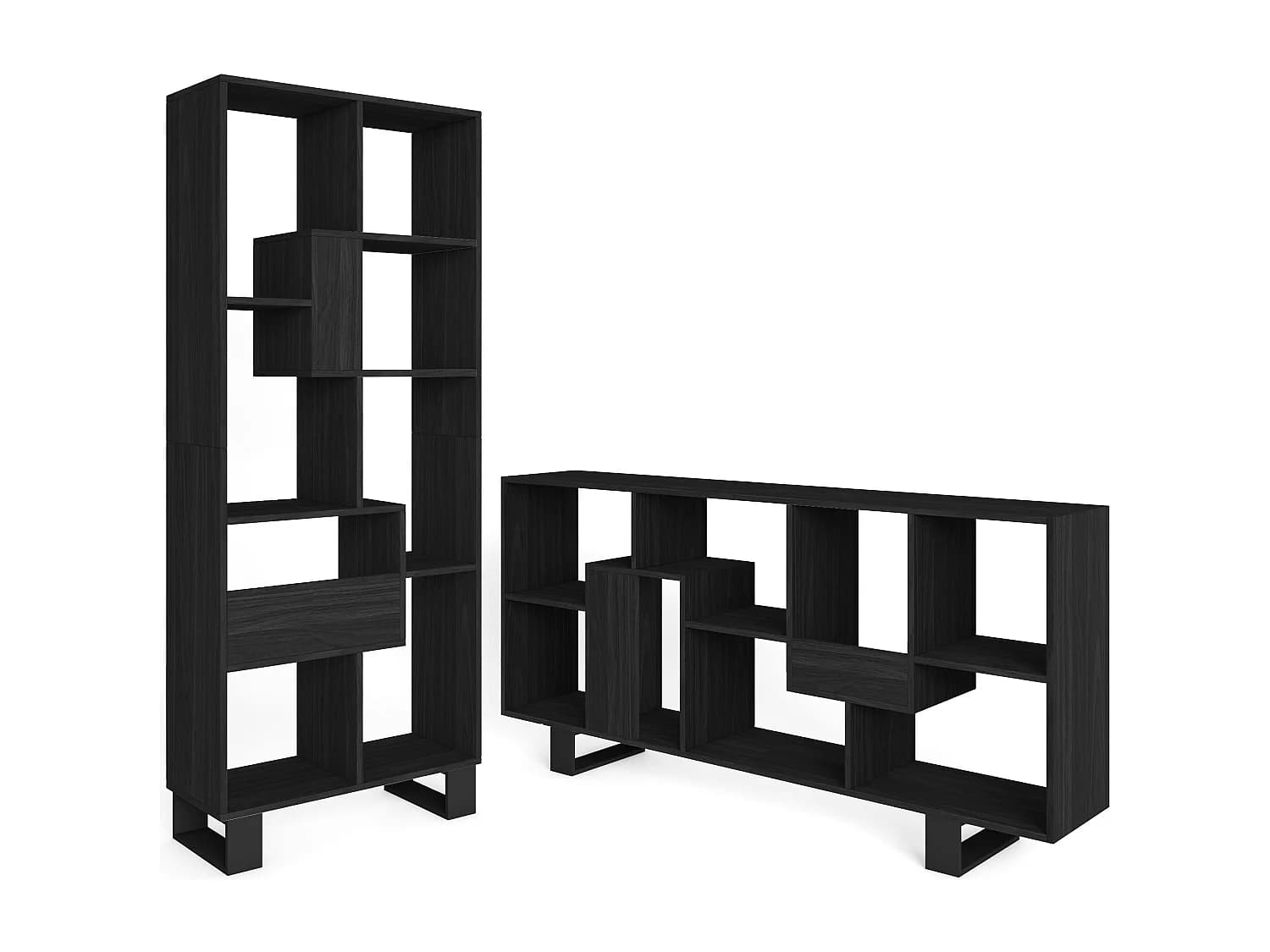 Étagère Bibliothèque, 67x31x174, Design industriel, Noir