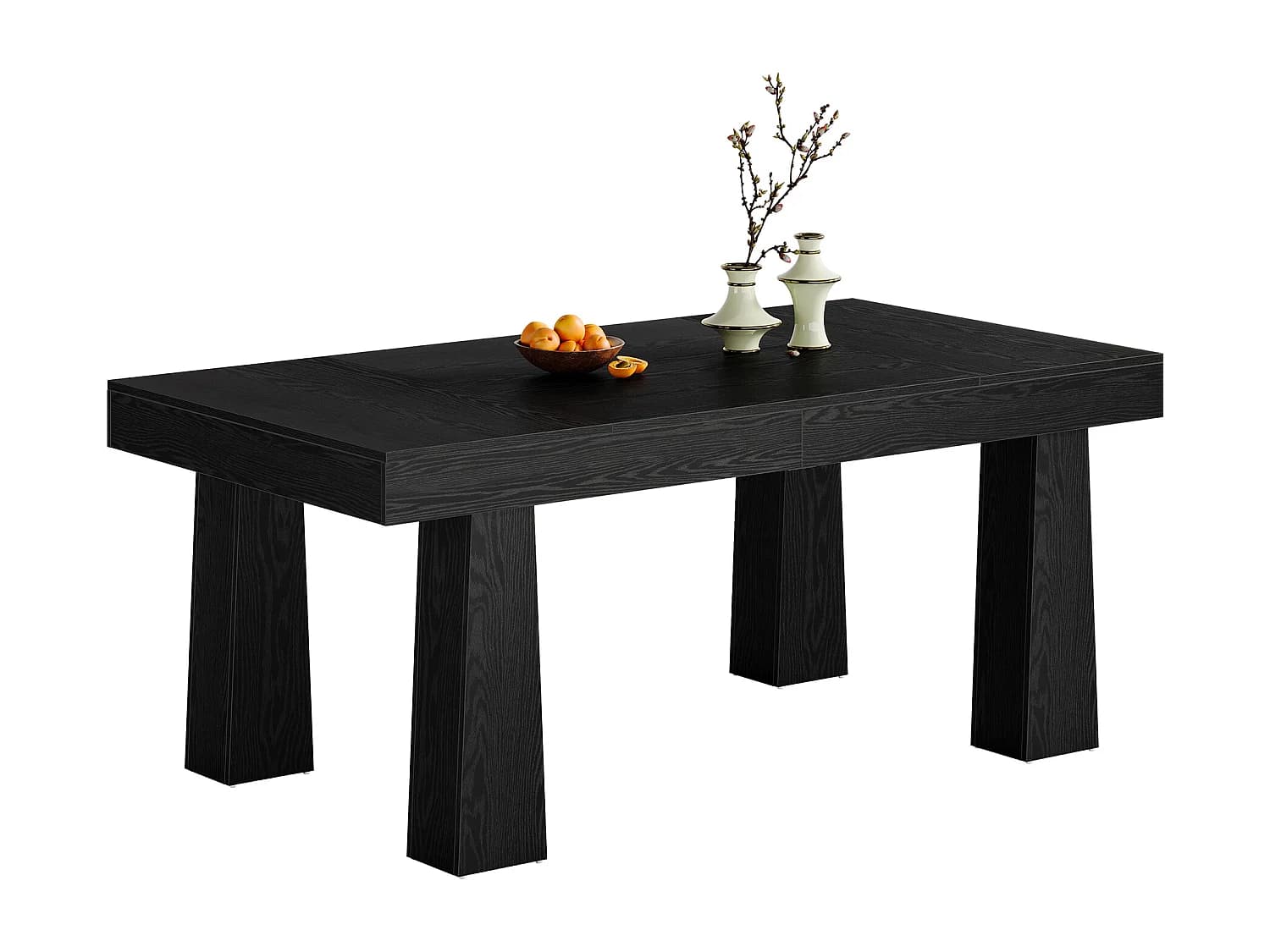 Table à manger de 160 cm, table de cuisine rectangulaire moderne avec pieds fuselés robustes, table de salle à manger professionnelle noire