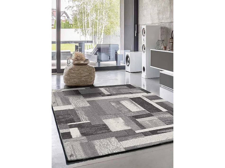 Tapis intérieur - géométrique - gris - 190 x 280 cm - AMBER