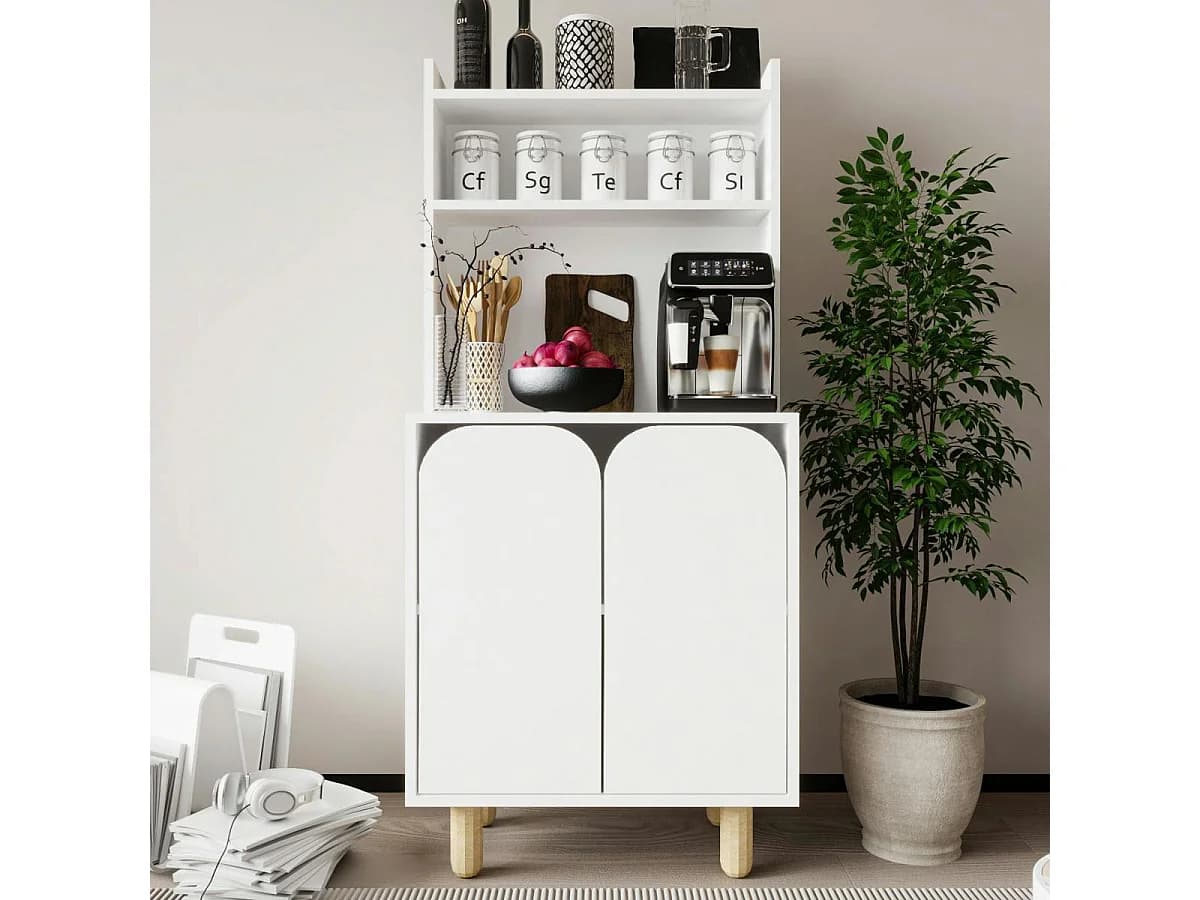 Vaisselier de cuisine blanc 2 portes courbes VAREN