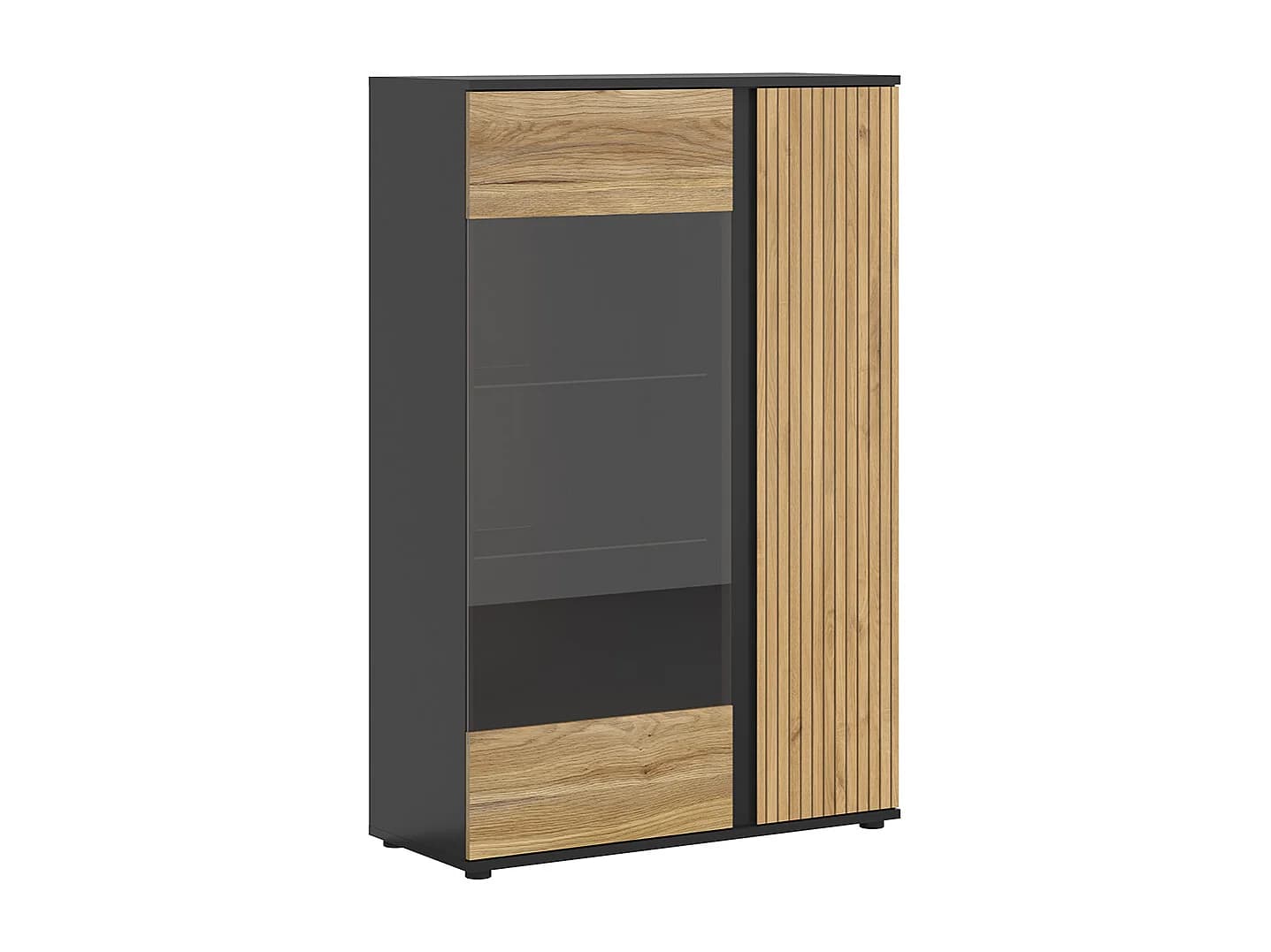 Vaisselier bas 2 portes Pia Noir et Bois