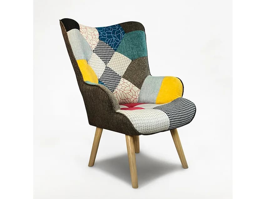 Fauteuil patchwork au design moderne avec accoudoirs Patchy Chic