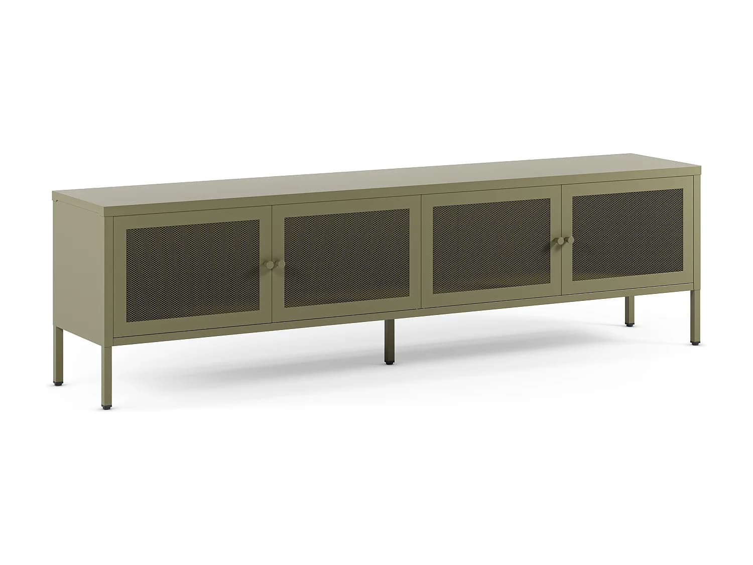 Meuble TV en métal vert kaki 4 portes, 160 cm - Latem
