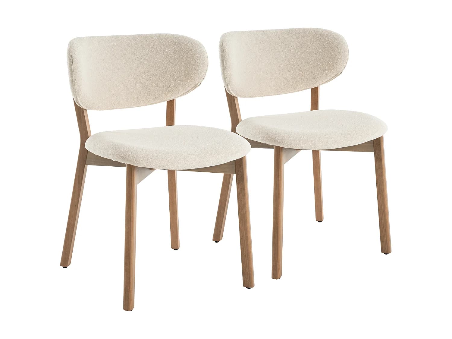 Lot de 2 chaises en bois clair et tissu boucle beige AURA