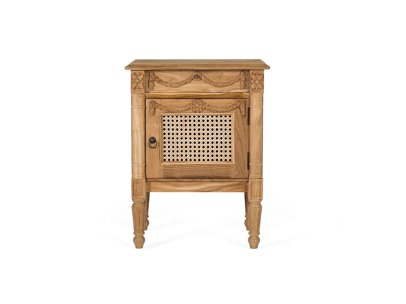 Tables de chevet en bois de teck 50 cm, style rustique contemporain - 60 x 50 x 35