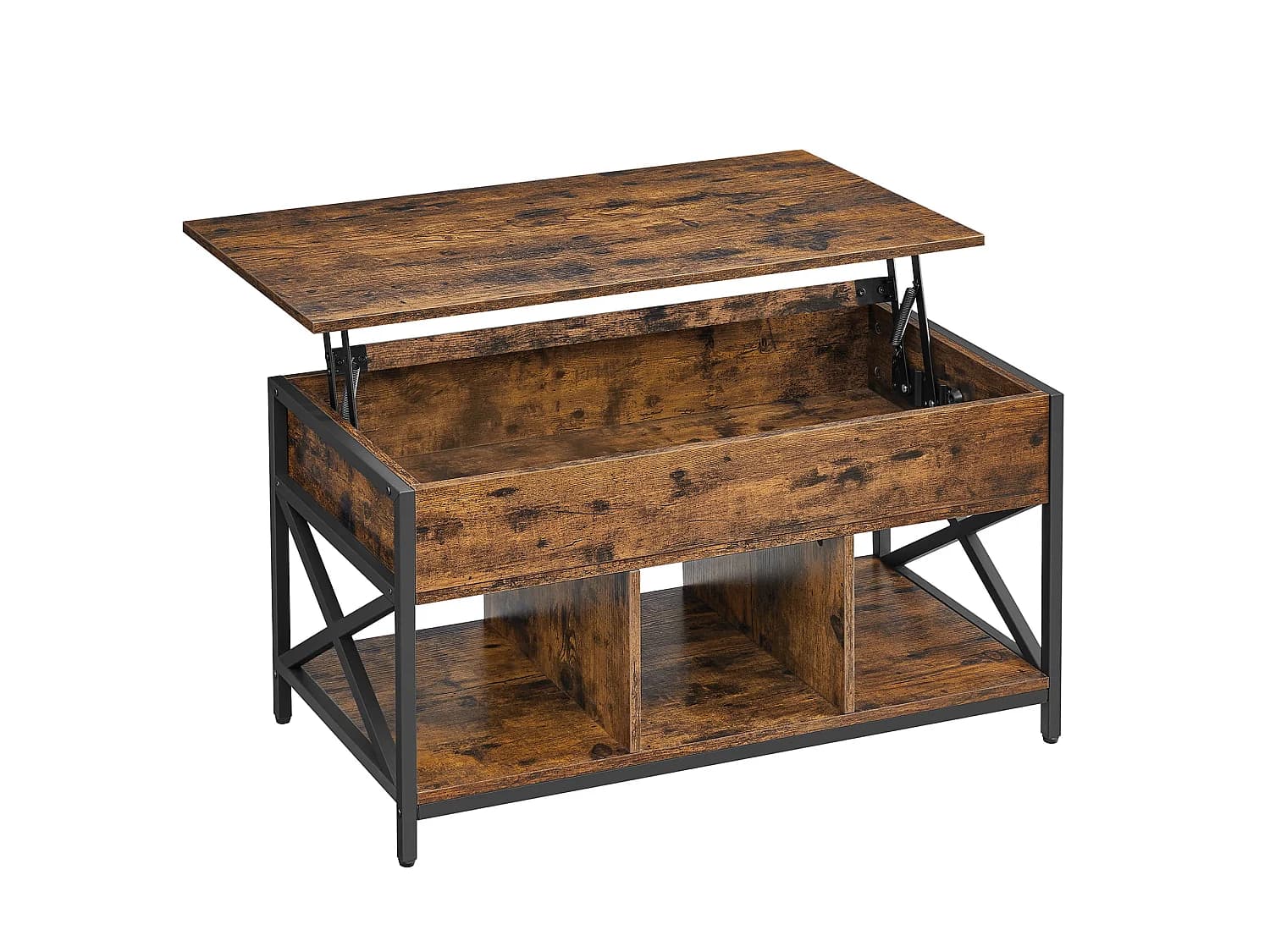 Table basse Valora en métal brun rustique pour salon