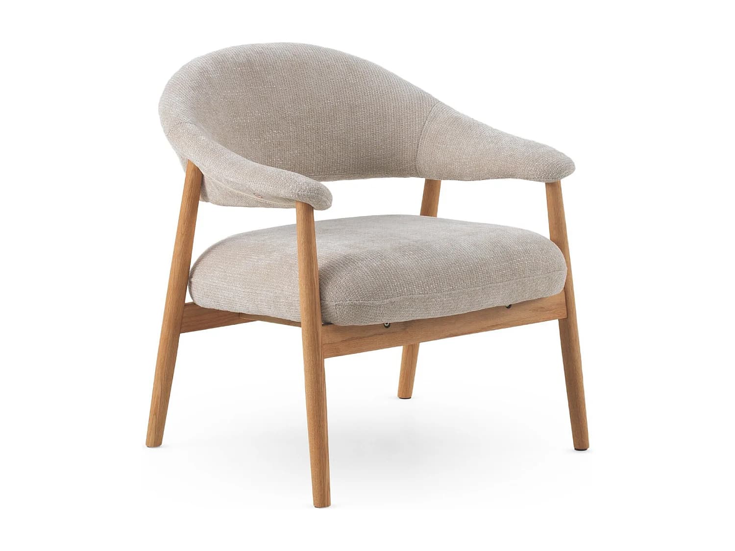 Fauteuil en bois de chêne tapissé en blanc