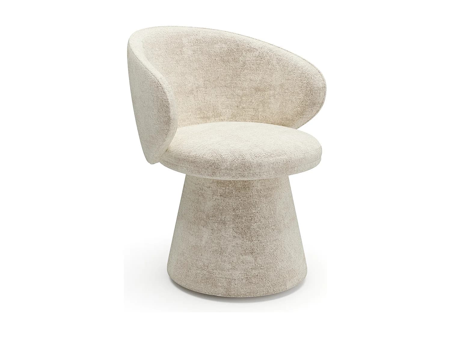 Fauteuil rotatif 180° FLARE en velours texturé crème