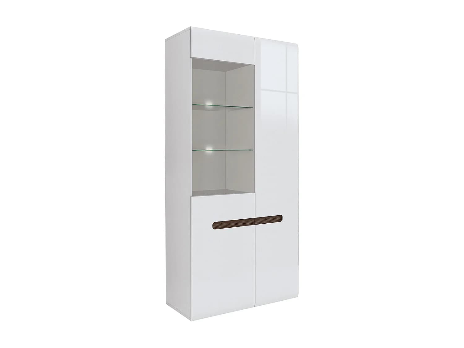 Vaisselier 2 portes avec LED Darrel Blanc laqué et Bois