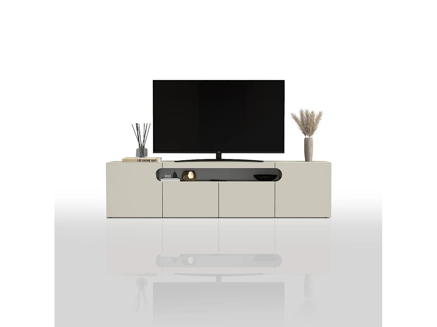 Meuble TV Real avec 4 portes et 1 compartiment ouvert en cachemire 240x40x60 cm