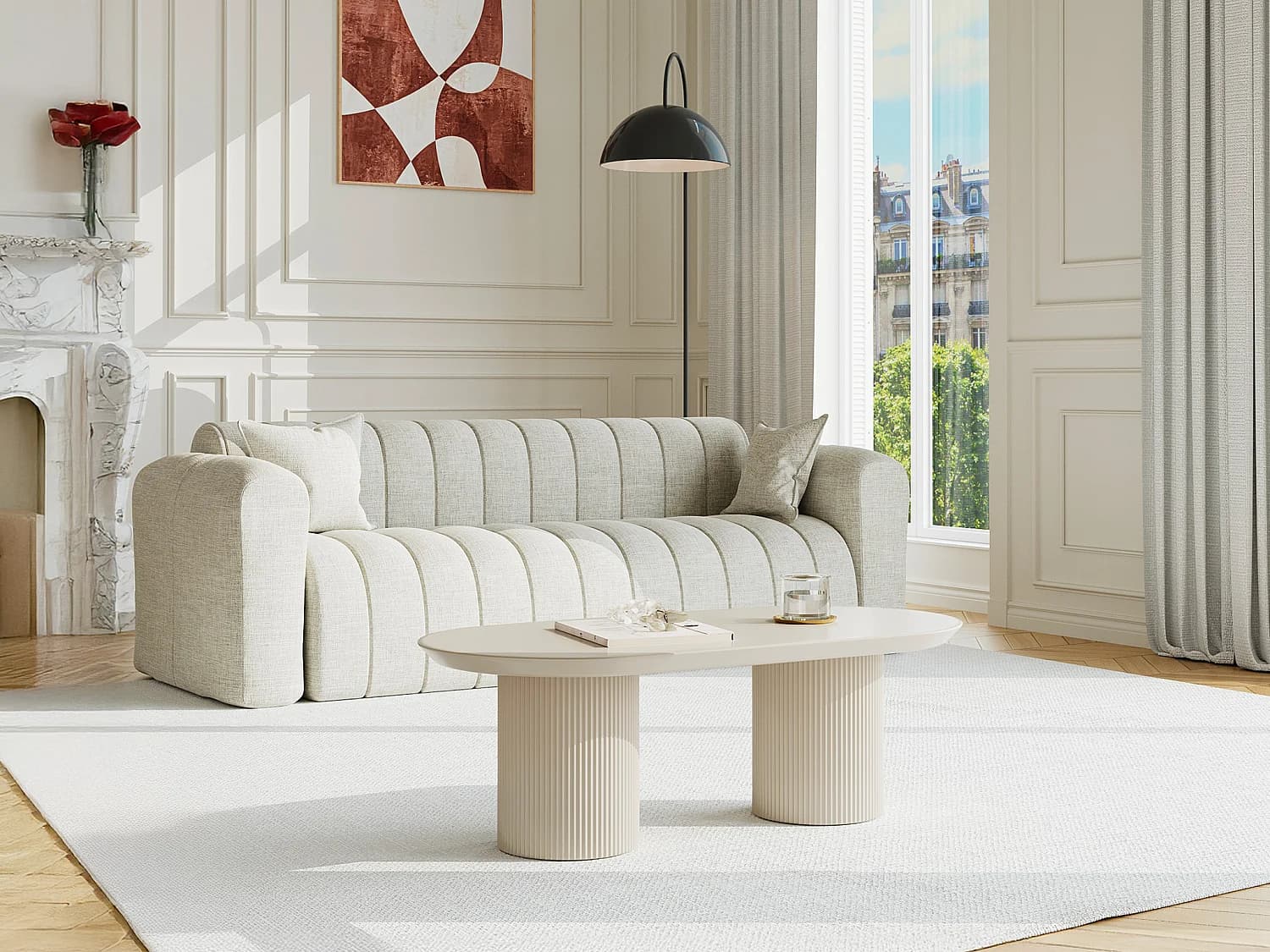 Table basse en MDF - Beige - LORIMILA