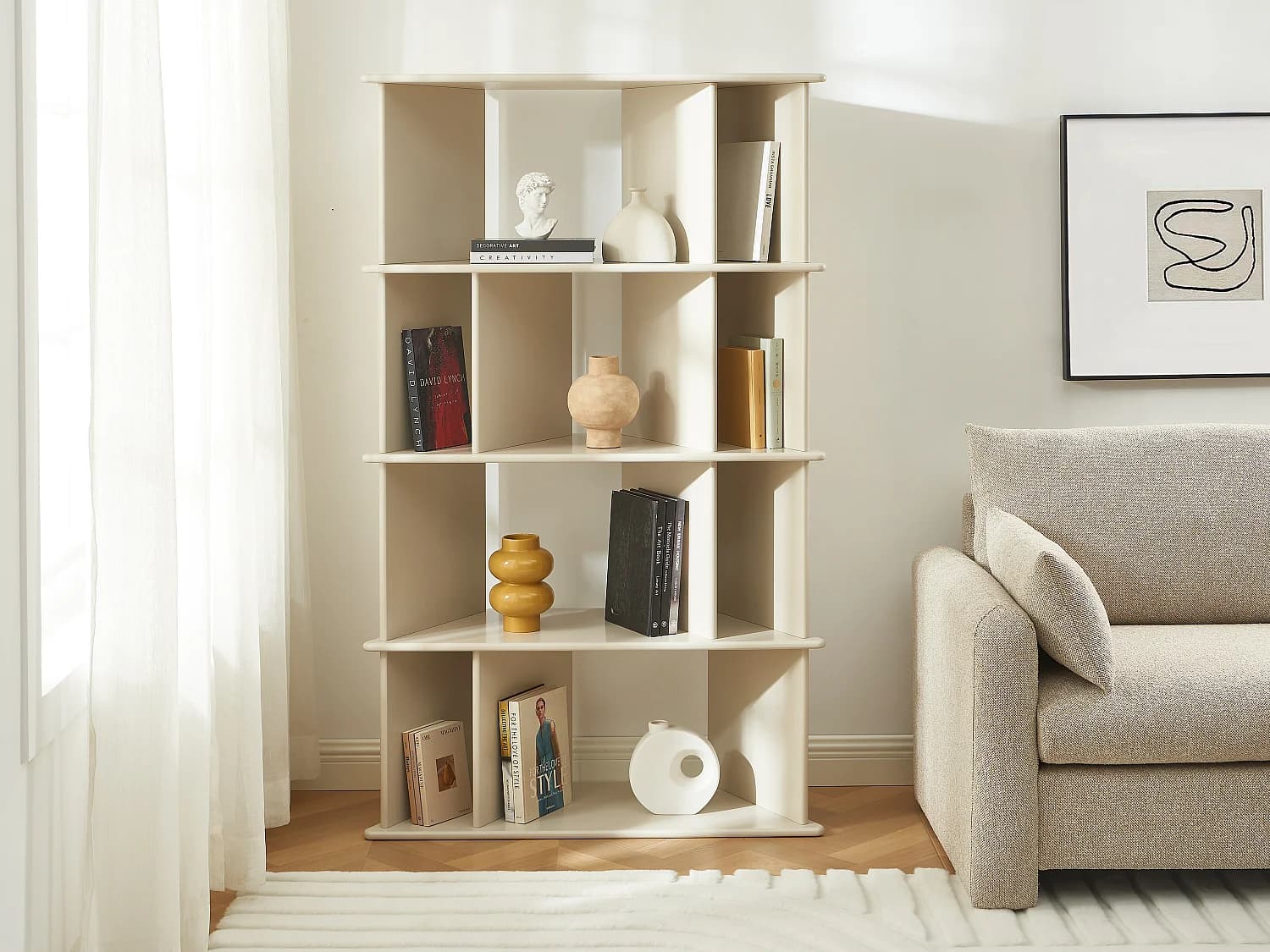 Bibliothèque avec 10 niches en MDF - Beige - MORENCI