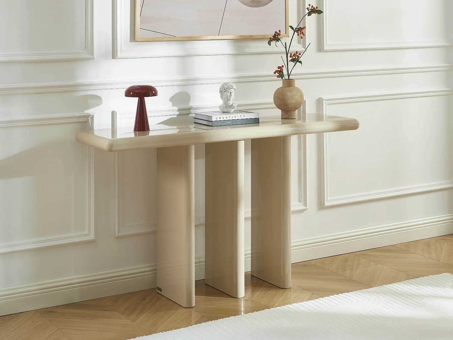 Console en MDF - Beige laqué - ELWENA