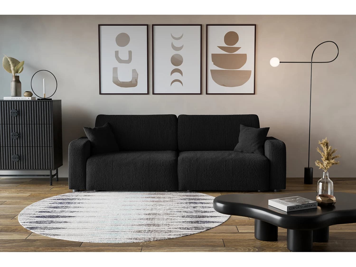 Divano Piano avec deux coffres de rangement pour literie, pour le salon, grand choix directement du fabricant noir - VINOTTI