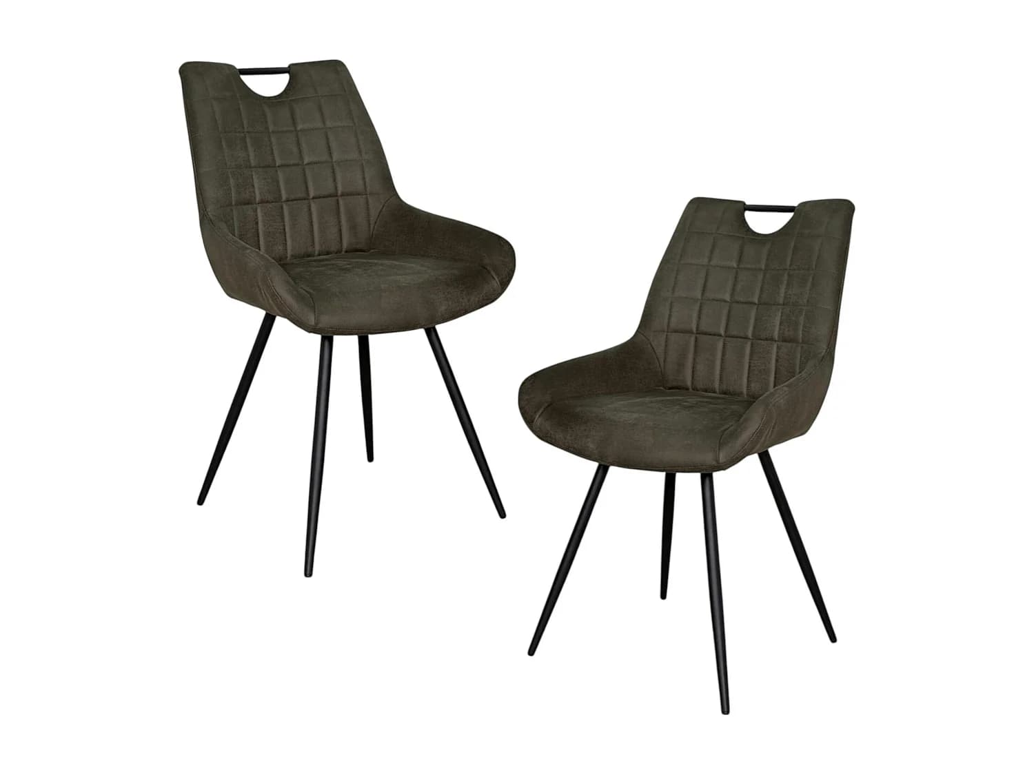 Chaise vert foncé effet vieilli à poignée intégrée (lot de 2) MALMOE