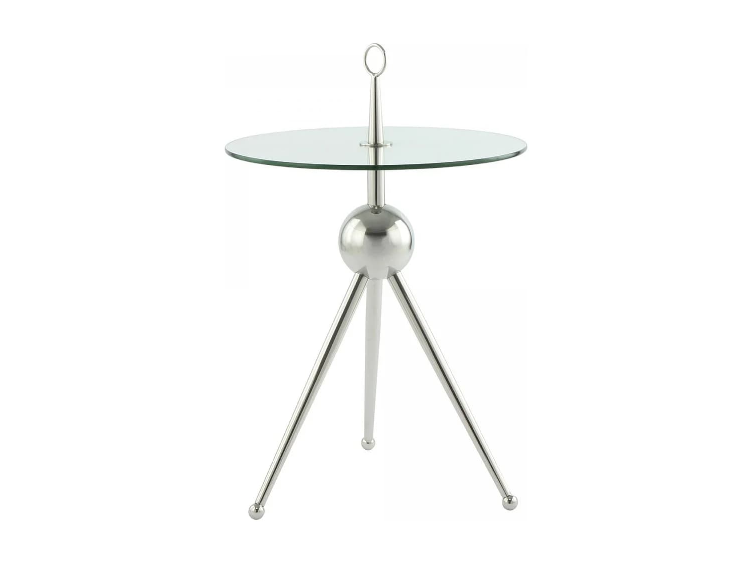 Table basse fait main en acier inoxydable ERO 46x46 gris et clair
