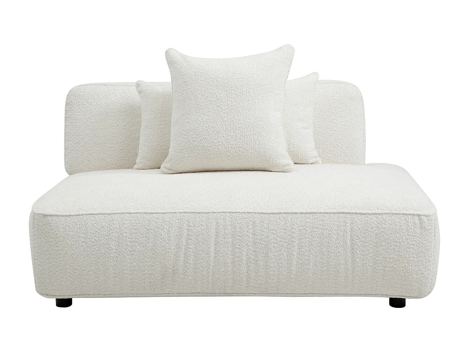 Méridienne droite en tissu bouclette blanc cassé LELACO