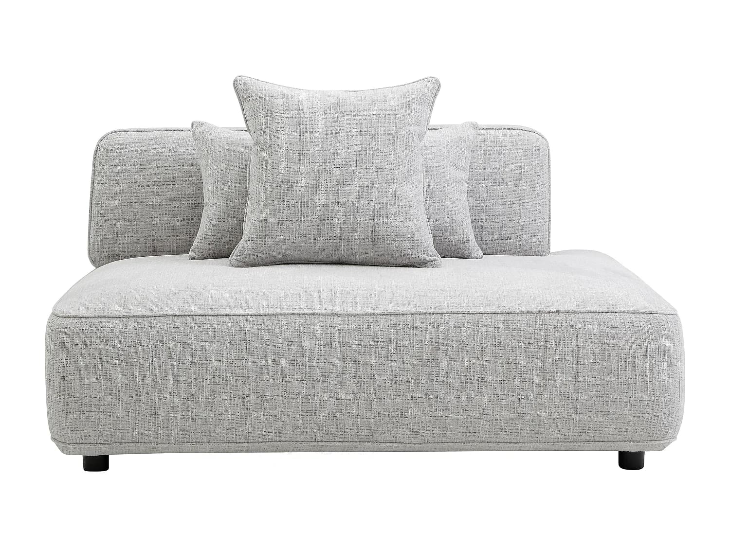 Méridienne droite en tissu chenille gris clair LELACO