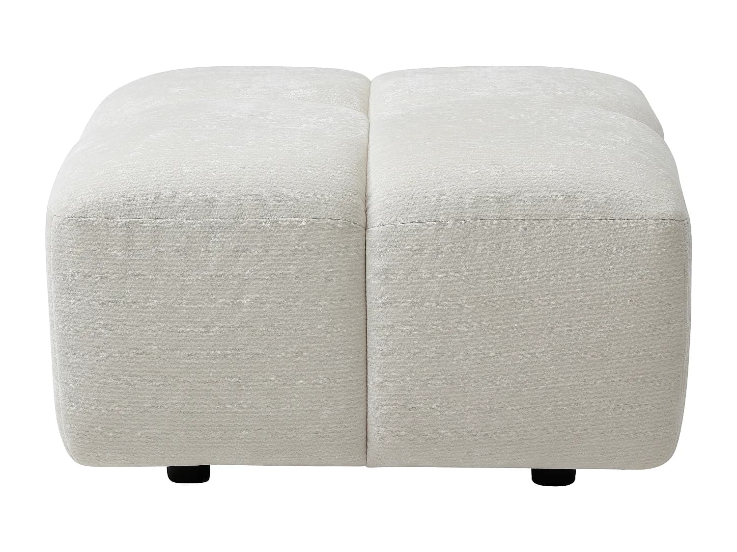 Pouf en tissu texturé blanc cassé CARLIVI