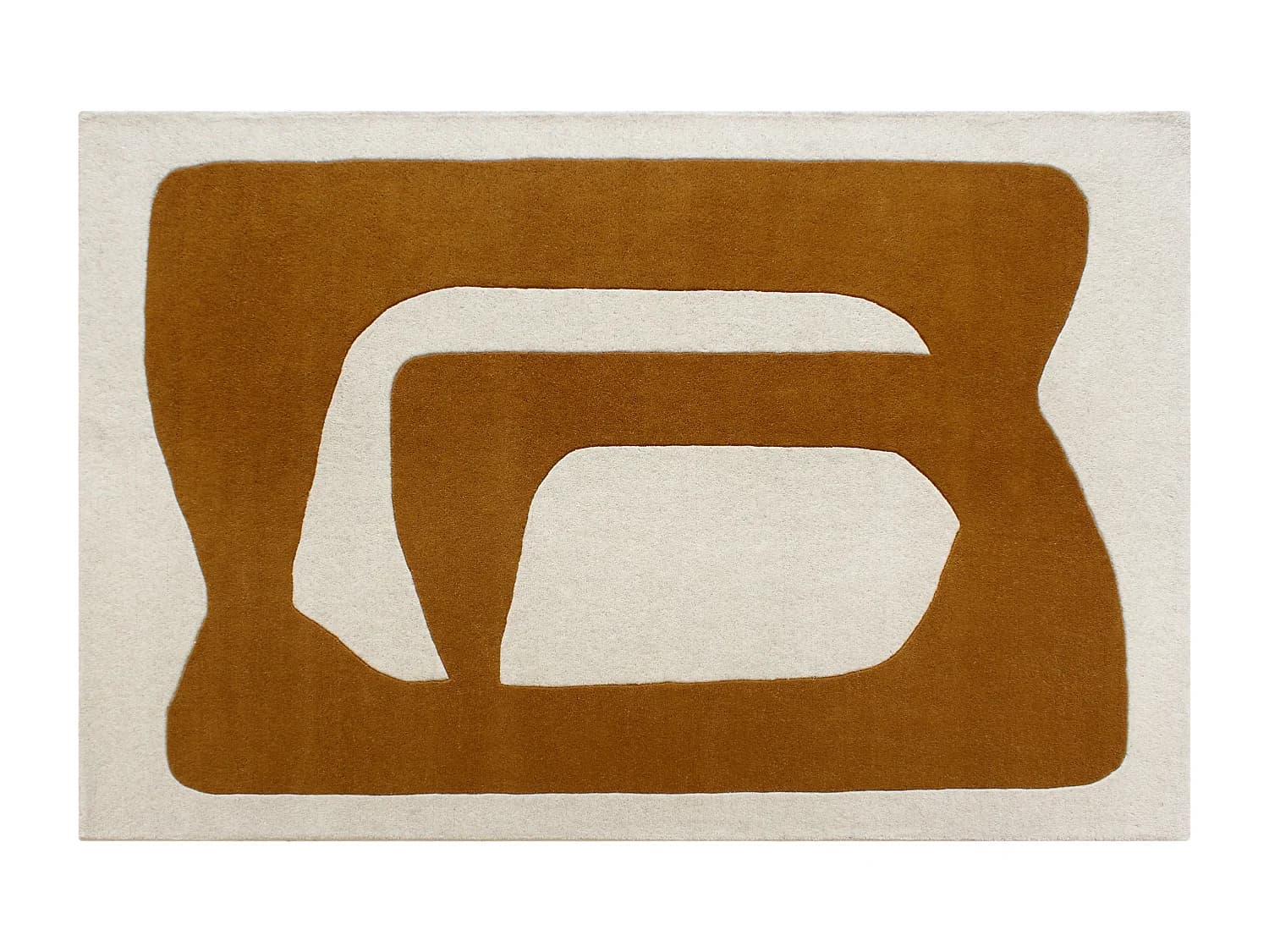 Tapis tufté 100% laine à motifs abstraits - 160 x 230 cm - Marron et blanc - 2400g/m² - AVOLTO