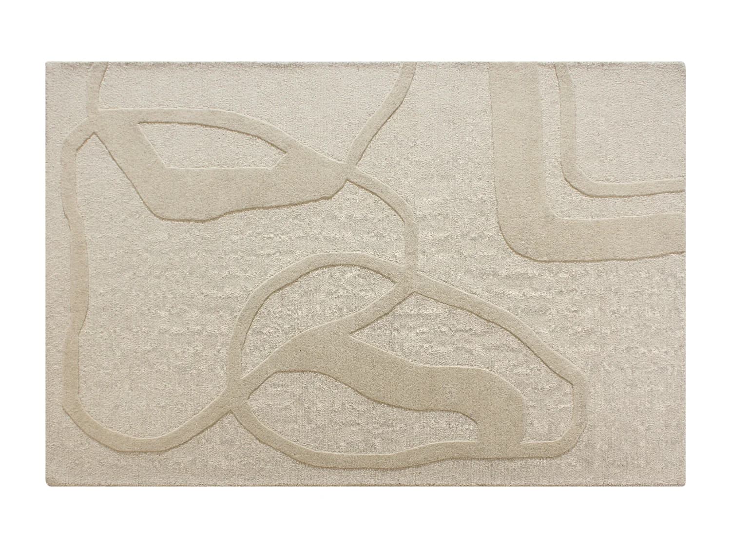 Tapis tufté 100% laine - 160 x 230 cm - Beige - 2200g/m² - ALINOR