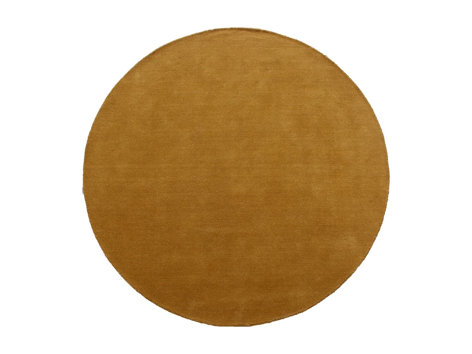 Tapis rond 100% laine tissé à la main - D. 200 cm - Ocre - 1800g/m² - SELINA