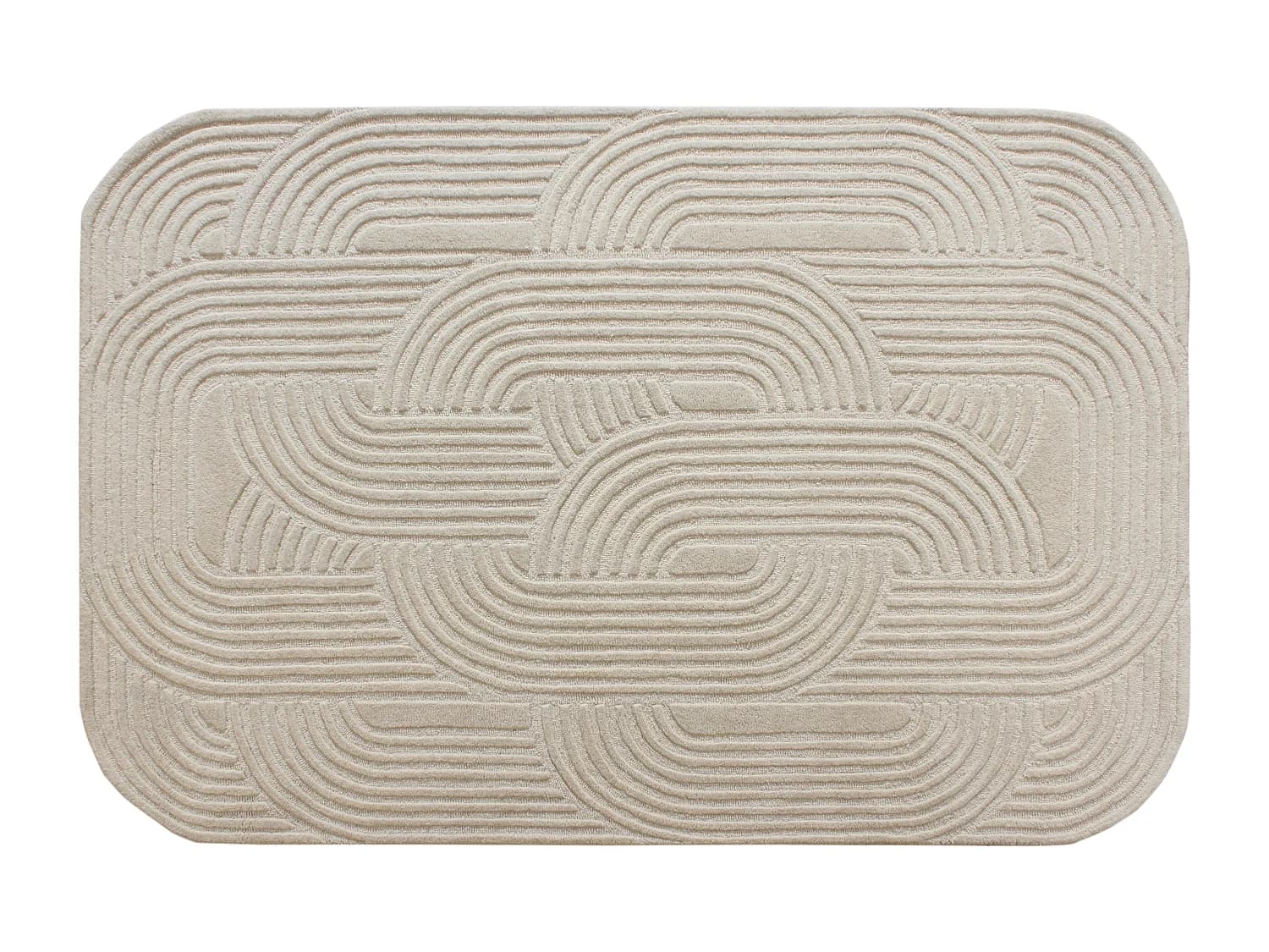 Tapis tufté 100% laine - 160 x 230 cm - Beige - 2200g/m² - ARANEL