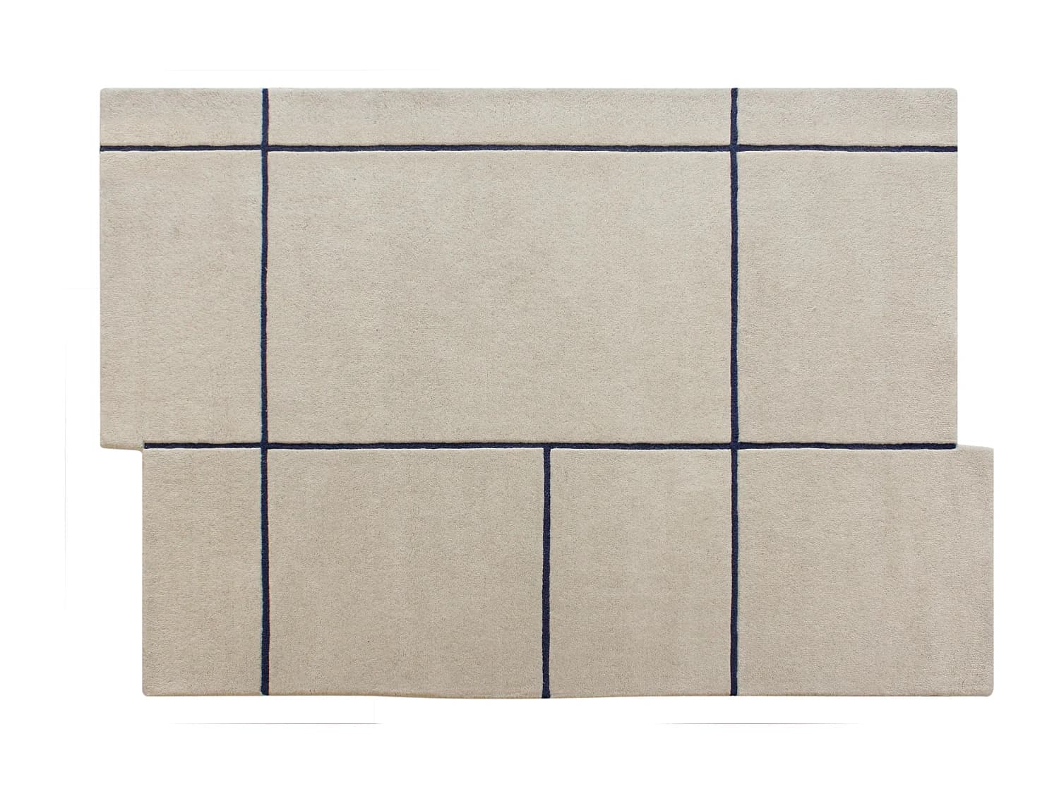 Tapis asymétrique tufté 100% laine - 160 x 230 cm - Beige et bleu foncé - 2200g/m² - ORANY
