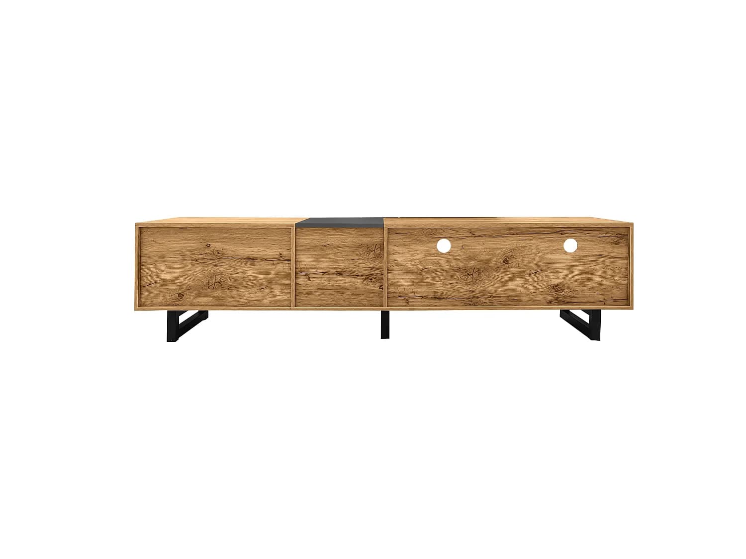 URBAN MEUBLE Meuble TV moderne aux couleurs contrastées avec grain de bois et gris 170 cm