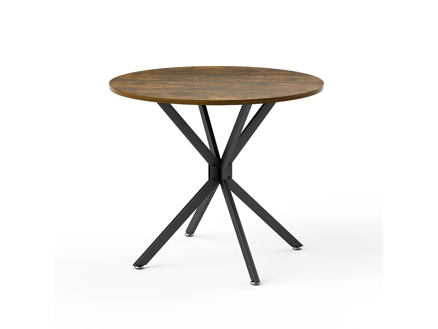 URBAN MEUBLE Table de salle à manger ronde vintage effet bois marron rustique 90*90cm