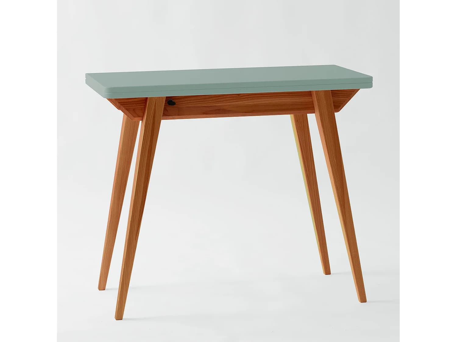 Console qui s'étend à un tableau pour 4 personnes 45 x 90 cm Envelope Vert Sauge | Pieds Chêne