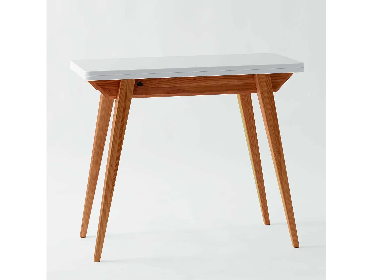 Console qui s'étend à un tableau pour 4 personnes 45 x 90 cm Envelope Blanc | Pieds Chêne