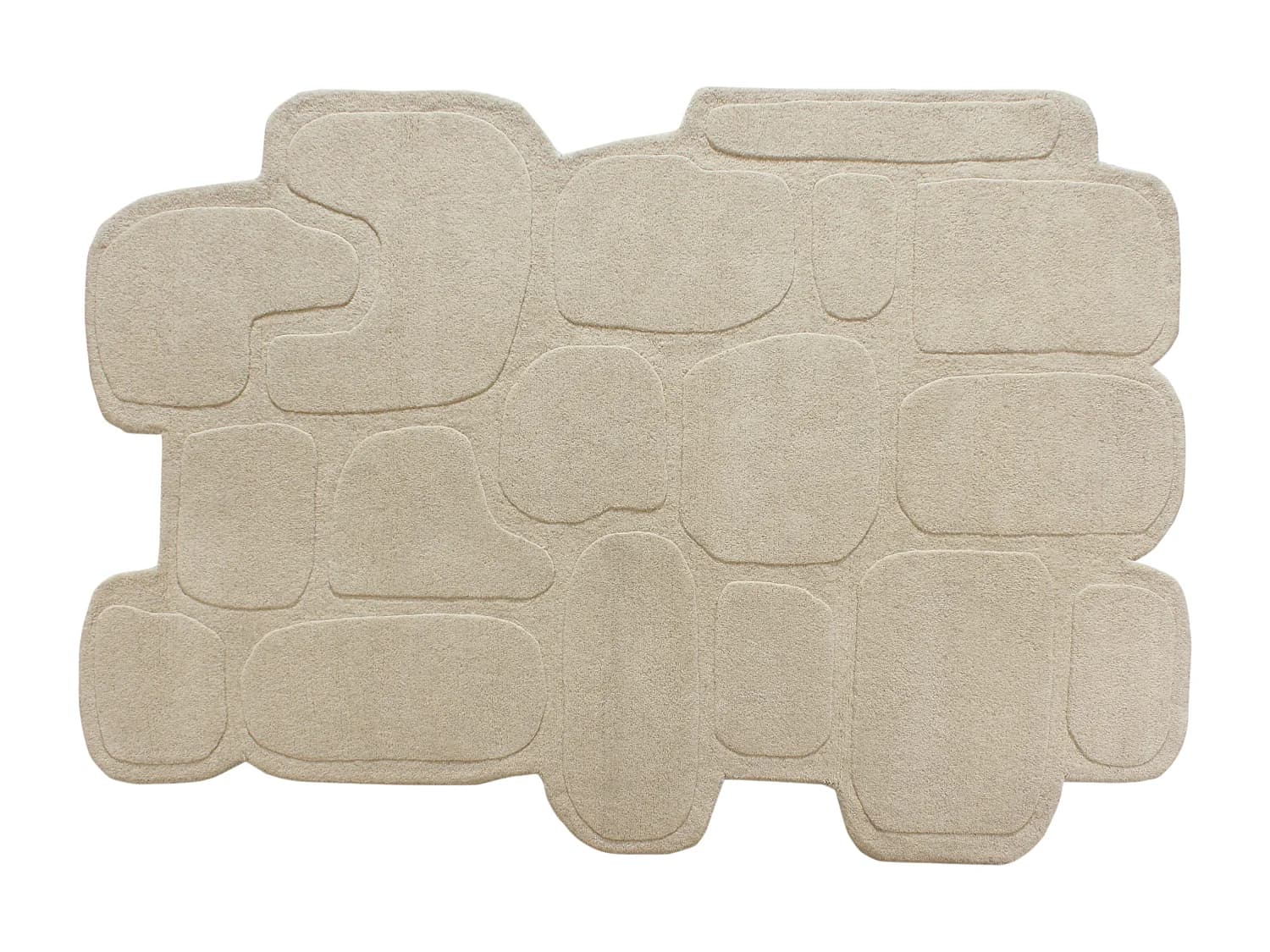 Tapis asymétrique tufté 100% laine - 160 x 230 cm - Beige - 2200g/m² - UPEGA