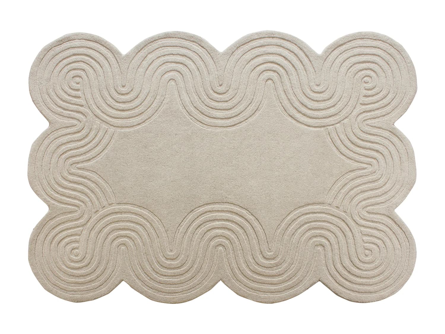 Tapis tufté 100% laine - 160 x 230 cm - Beige - 2000g/m² - LUVERA