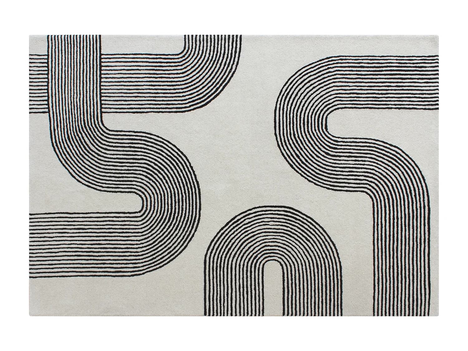 Tapis tufté 100% laine - 160 x 230 cm - Blanc et noir - 2300g/m² - NOCENO