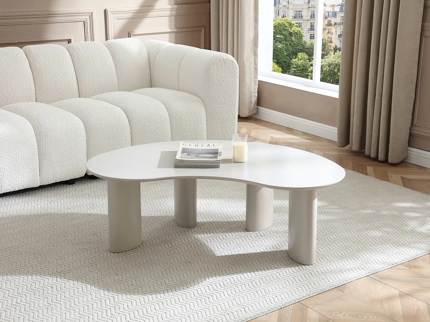 Table basse en MDF - Beige - CALYNOR