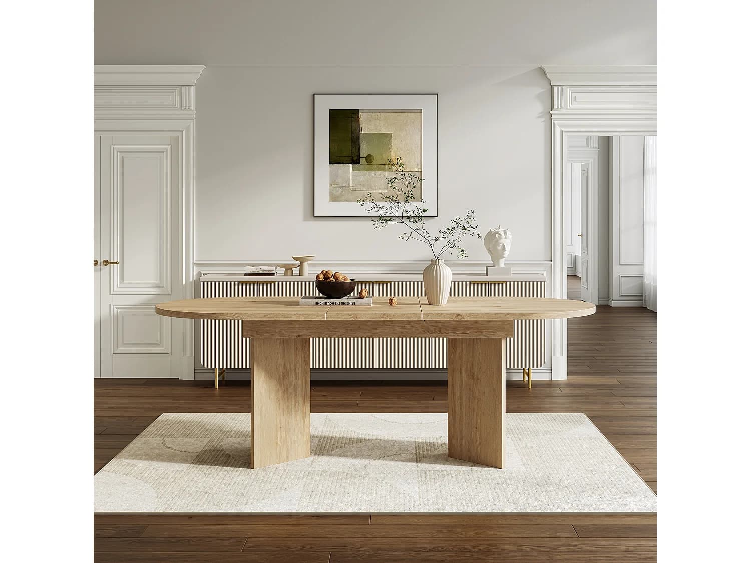 Table à manger extensible - 120/160 x 80 x 75.5 cm - pour 4 à 6 personnes - style sobre - MDF - naturel