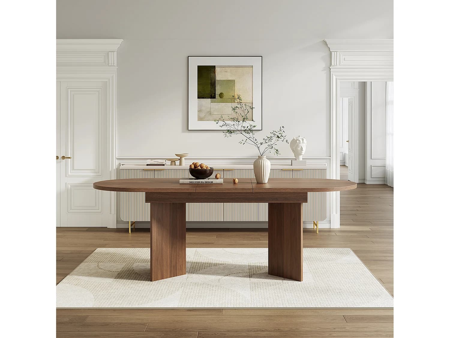 Table à manger extensible - 120/160 x 80 x 75.5 cm - pour 4 à 6 personnes - style simple - MDF - marron
