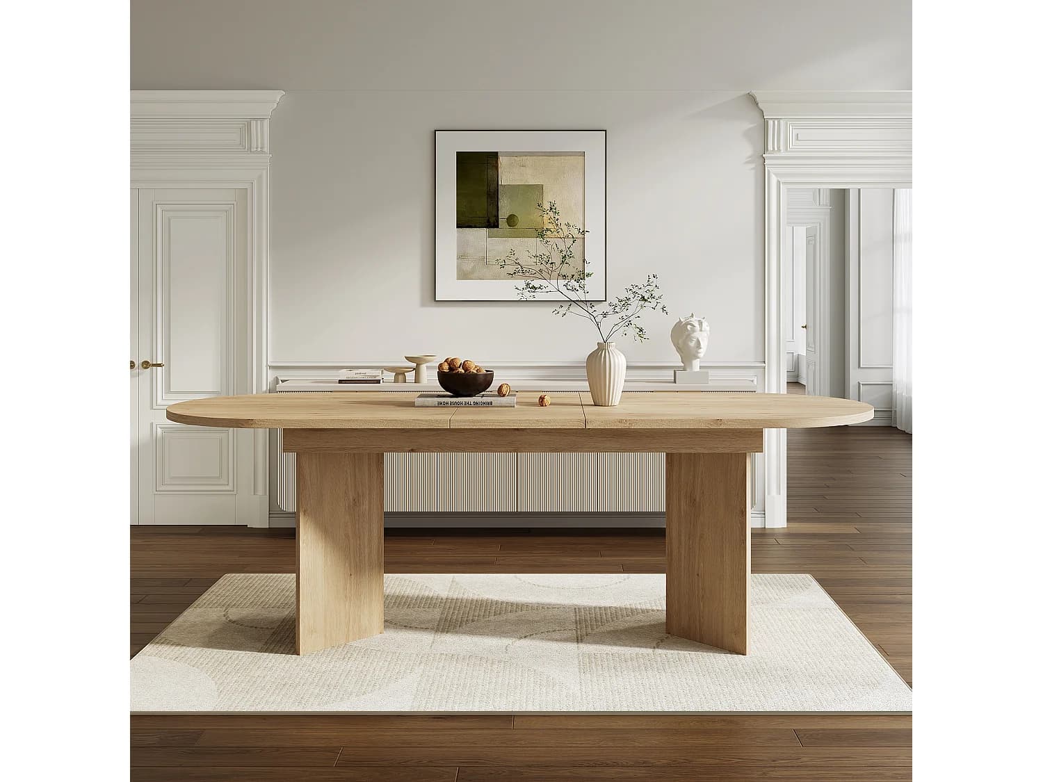 Table à manger extensible - 160/200 x 90 x 75 cm - pour 4 à 6 personnes - style simple - MDF - naturel