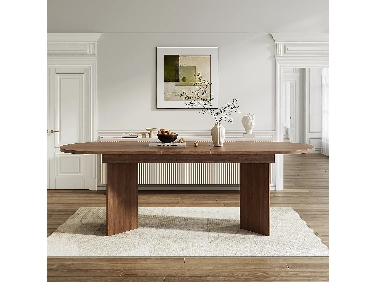 Table à manger extensible - 160/200 x 90 x 75 cm - pour 4 à 6 personnes - style sobre - MDF - marron