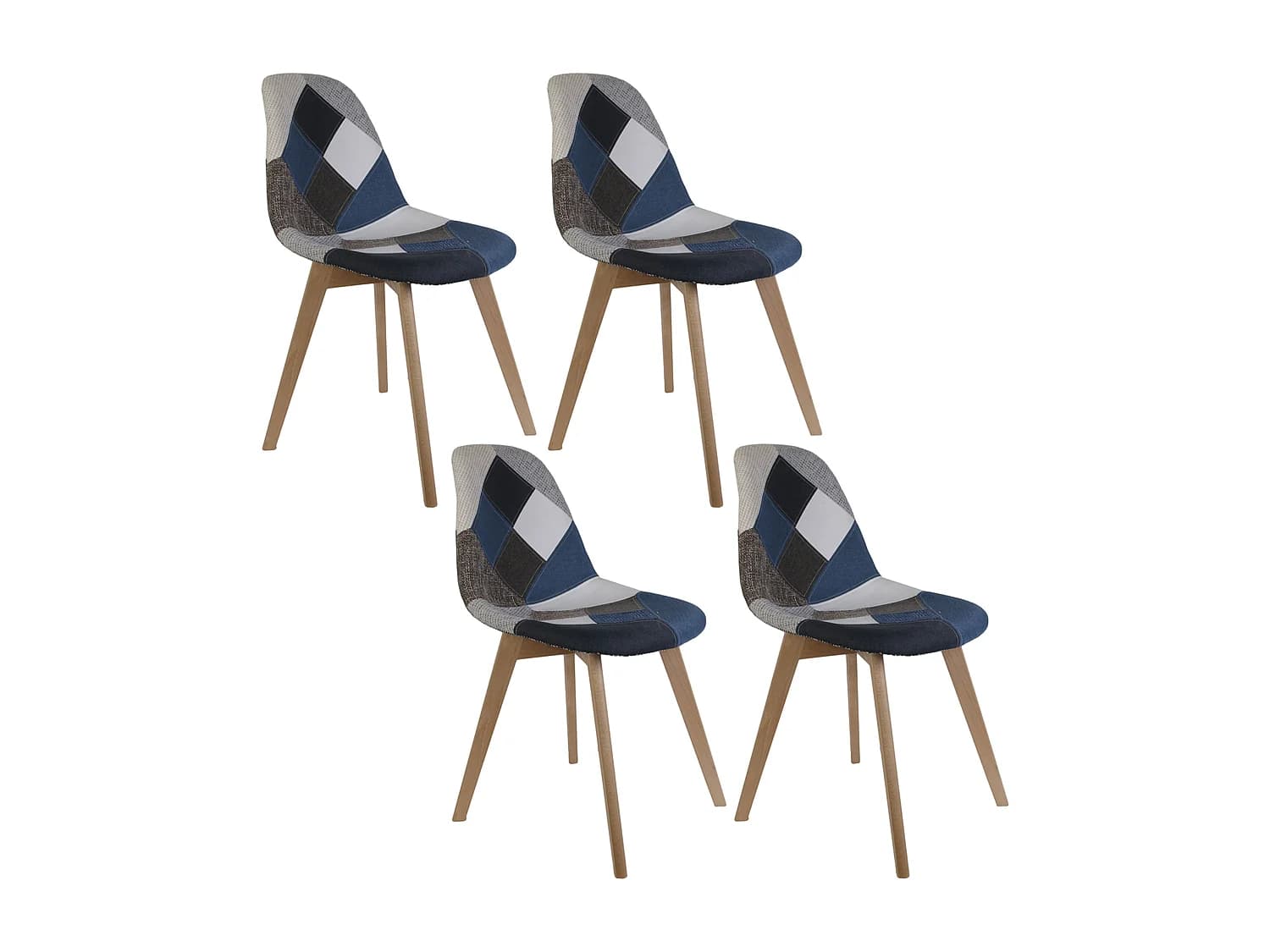 Lot de 4 Chaises - HOME DECO FACTORY - Patchwork - Multicolore