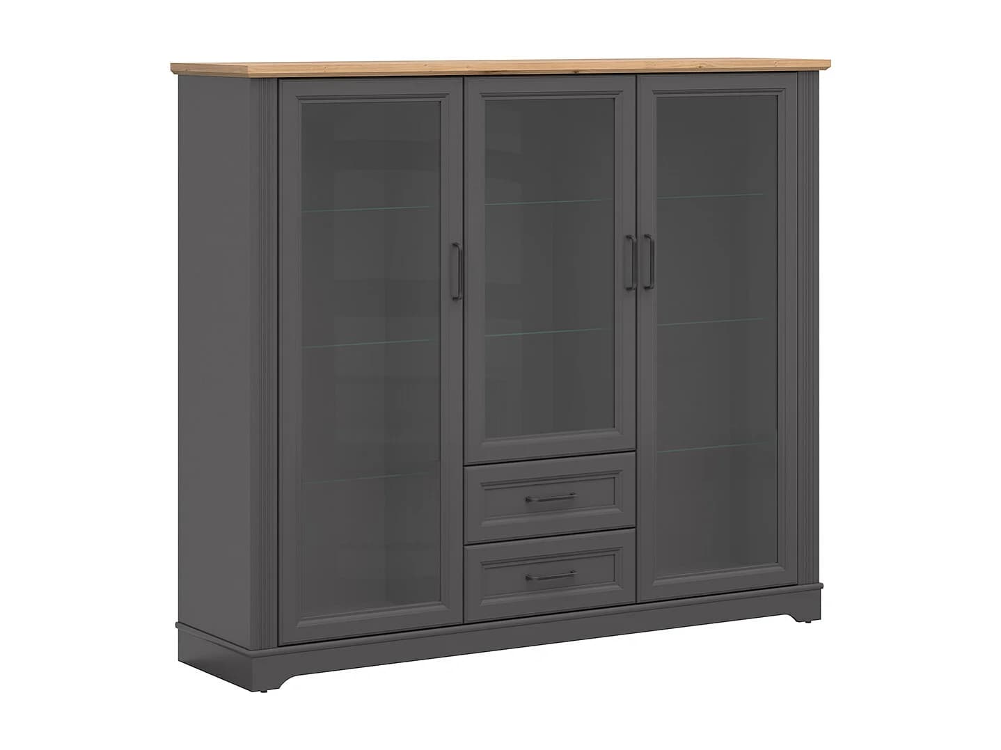 Vaisselier bas 3 portes 2 tiroirs Charlie Gris Anthracite