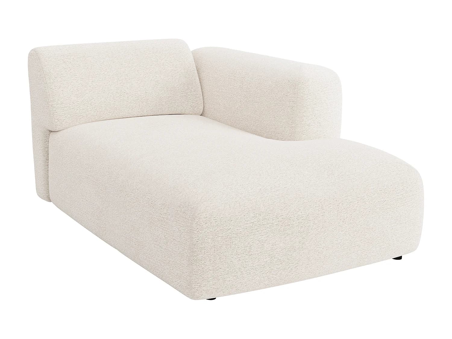 Module méridienne droite avec accoudoir en tissu bouclette blanc POGNI de Maison Céphy